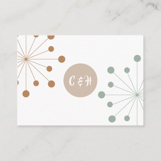 Moderne Atomi-Sternexplosion-Hochzeitsensemble aus Begleitkarte (Rückseite)