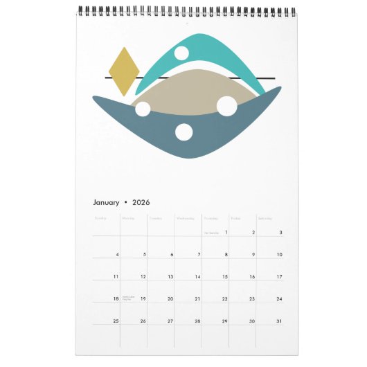 Moderne Atomkunst des Mittelalters Kalender (Jan 2026)