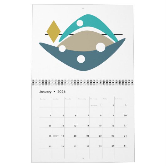 Moderne Atomkunst des Mittelalters Kalender (Jan 2026)