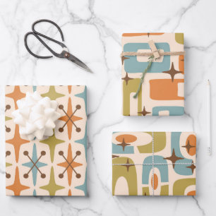 Moderne Atommuster aus dem Mittelalter Geschenkpapier Set