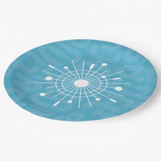 Moderne Atomsputnik-Snowflake-MOD im Mittelalter Pappteller (Schrägansicht)