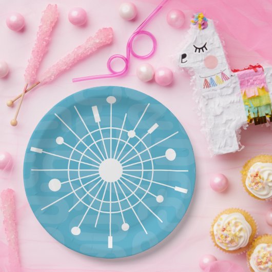 Moderne Atomsputnik Snowflake Weihnachten MCM Pappteller (Party)