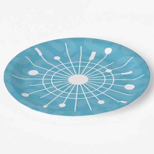 Moderne Atomsputnik Snowflake Weihnachten MCM Pappteller (Schrägansicht)