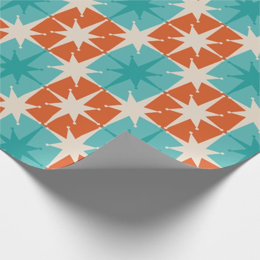 Moderne Atomstars Mitte des Jahrhunderts Prüfmuste Geschenkpapier (Ecke)