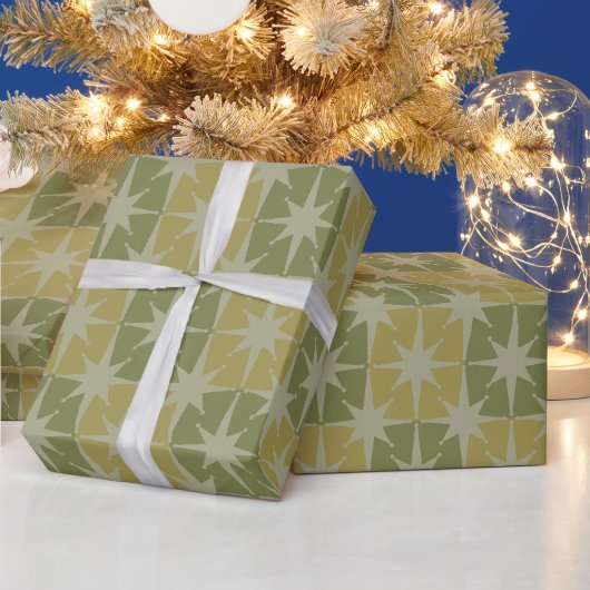 Moderne Atomstars Mitte des Jahrhunderts Prüfmuste Geschenkpapier (Feiertage)