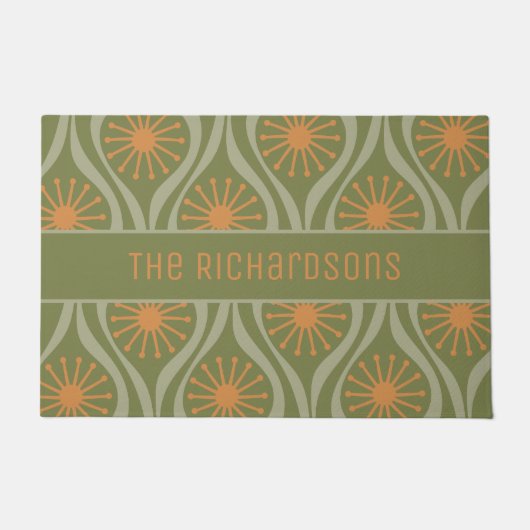 Moderne Atomtropfen Mitte des Jahrhunderts Retro P Fußmatte (Vorderseite)