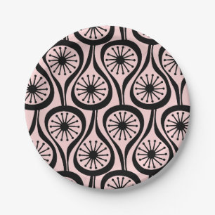 Moderne Atomtropfen Mitte des Jahrhunderts rosa sc Pappteller
