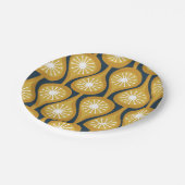Moderne Atomtropfen Muster Mustard Mitte des Jahrh Pappteller (Schrägansicht)