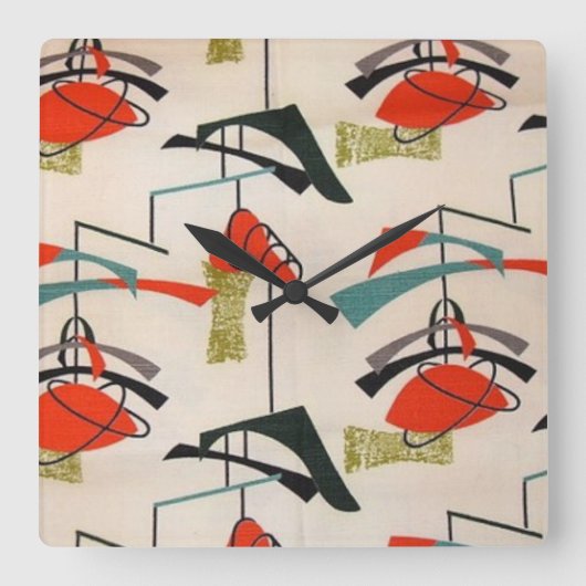 Moderne Atomwerksschalenuhr Mitte des Jahrhunderts Quadratische Wanduhr (Vorderseite)