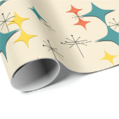 Moderne Atomzeitalter Sternexplosionen Türkis Geschenkpapier (Rolleneckpunkt)