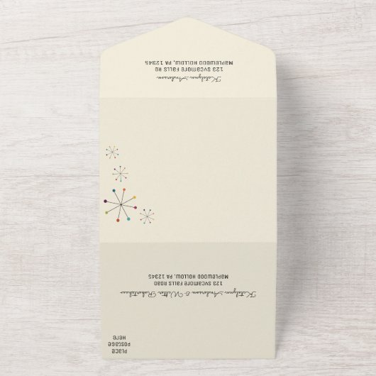 Moderne Atomzeitalterung im Retrostil des Mittelja All In One Einladung (Außenbereich)