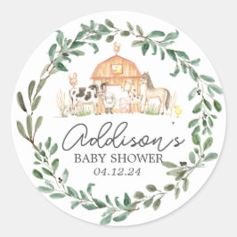 Moderne auf der Farm Baby Shower Invitation Classi Runder Aufkleber