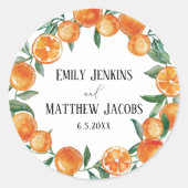 Moderne Aufkleber für Citrus-Gastgeschenk Hochzeit (Vorderseite)