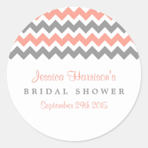 Moderne Aufkleber für Zickzack Brautparty in Rosa 