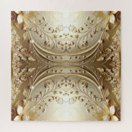 Moderne, aufwendige Gold-Blumen-Puzzle Puzzle