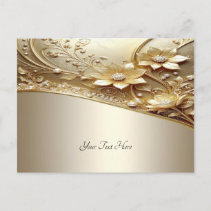 Moderne, aufwendige goldene Blumen mit Perlen Post Postkarte