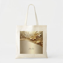 Moderne, aufwendige goldene Blumen-Tasche mit Perl