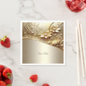 Moderne, aufwendige goldene Blumenmuster mit Perle Serviette (Beispiel)