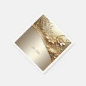 Moderne, aufwendige goldene Blumenmuster mit Perle Serviette (Ecke)