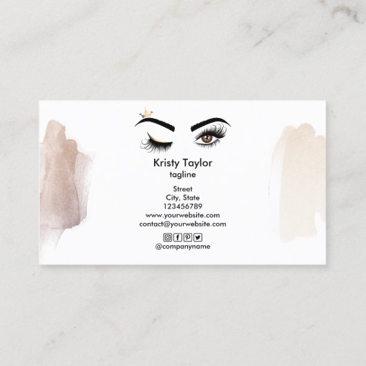 moderne Augenbrauen mit kronenlangen Wimpern Visitenkarte (Rückseite)