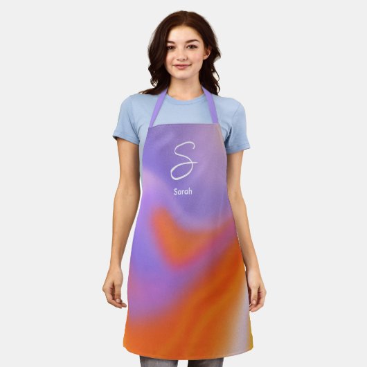 Moderne Aura farbige Gradiententypografie Schürze (Getragen)