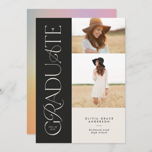 Moderne Aura pink farbige Typografie Multi-Foto (Vorne/Hinten)