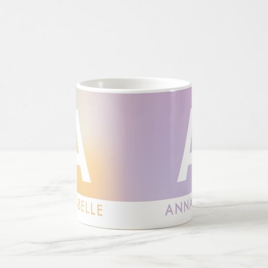 Moderne Aura pinkgelb farbige Typografie Kaffeetasse (Mittel)