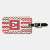 Moderne Aurora-rotes Zickzack Muster mit Monogramm Gepäckanhänger (Vorderseite horizontal)