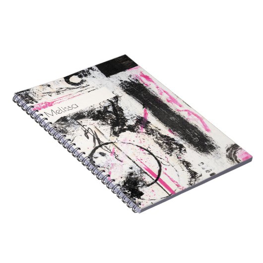 Moderne, ausdrucksstarke abstrakte rosa und schwar notizblock (Rechte Seite)