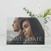 Moderne Aussage | Horizontales Foto Save The Date (Stehend Vorderseite)
