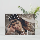 Moderne Aussage | Horizontales Foto Save The Date (Stehend Vorderseite)