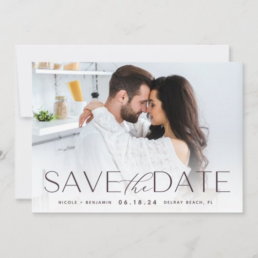 Moderne Aussage | Horizontales Foto Save The Date (Vorderseite)