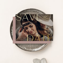 Moderne Aussage | Horizontales Foto Save the Date Folieneinladung