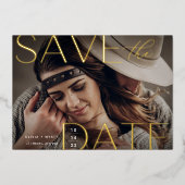 Moderne Aussage | Horizontales Foto Save the Date Folieneinladung (Vorderseite)