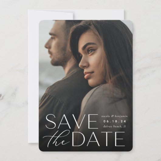 Moderne Aussage | Vertikales Foto Save The Date (Vorderseite)