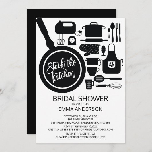 Moderne Ausstattung der Küchen Bridal Dusche Einla Einladung (Vorne/Hinten)