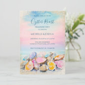 Moderne Austernhütte im Pastellküstenstil Einladung (Stehend Vorderseite)