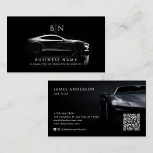 Moderne Auto-Monogramm-QR-Code & Soziale Medien Visitenkarte