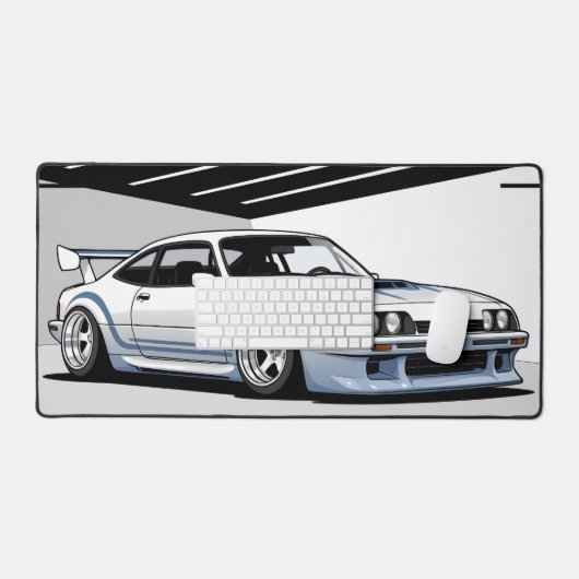 Moderne Autokultur, blaue Streifen von weißem Auto Schreibtischunterlage (Tastatur & Maus)