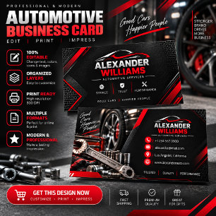 Moderne Automechaniker Visitenkarte Editierbar