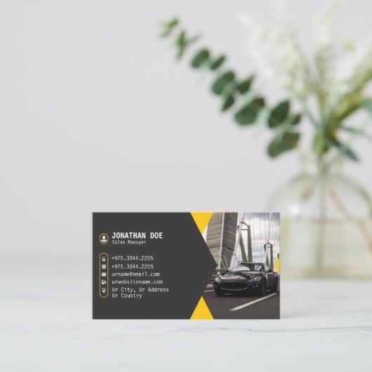 Moderne Autovermietung | Graugelb Visitenkarte (Stehend Vorderseite)