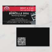 Moderne Autovermietung | Schwarz-Rot-Monogramm Visitenkarte (Vorne/Hinten)