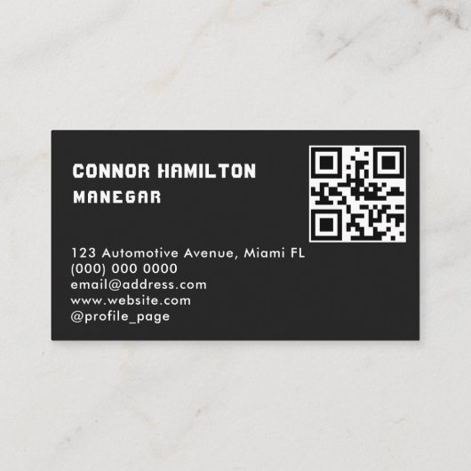 Moderne Autowasch & Auto im Detail QR-Code Visitenkarte (Rückseite)