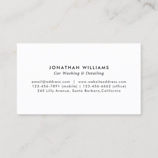 Moderne Autowasch & Auto im Detail Visitenkarte (Rückseite)