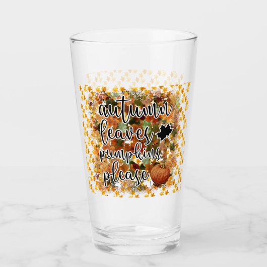 Moderne Autumn Pumpkin Blätter Glas (Vorderseite)