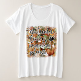Moderne Autumn Pumpkin Blätter Große Größe T-Shirt