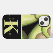 Moderne Avocado-Muster-Monogramm iPhone Hülle (Rückseite (Horizontal))