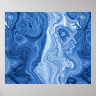Moderne Azureblaue Malachit-Marmor-Wirbel-Muster Poster