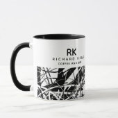 Moderne B&W HalbAbstrakte Kunst-Tasse mit Name Tasse (Links)