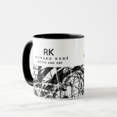 Moderne B&W HalbAbstrakte Kunst-Tasse mit Name Tasse (Vorderseite Links)